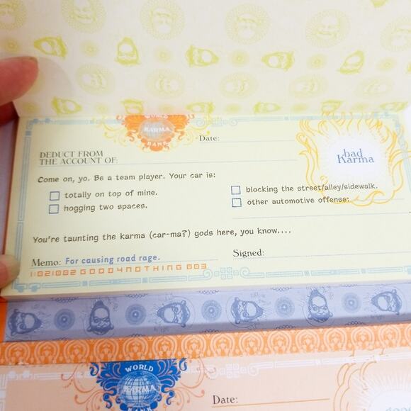 New Karma Checks checkbook good bad world balance - Picture 9 of 13